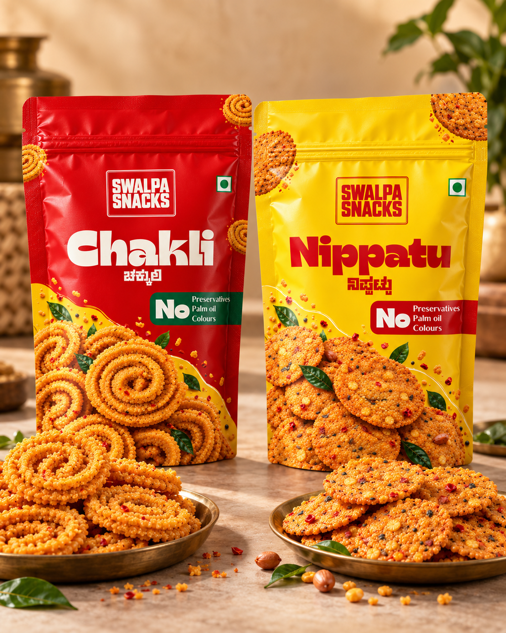 Swalpa Snacks Chakli and Nippattu duo product photoshoot